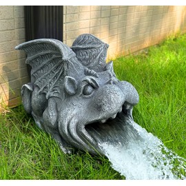 Noegrus Gothic Gargoyle Statue Decor, Gutter Downspout Splash Block & Diverter, Lifelike Garden Rain Downspout Diverter, 3"x4" Decorative Gutter Extension, Outdoor Gargoyle Statues, Unique Home Accent