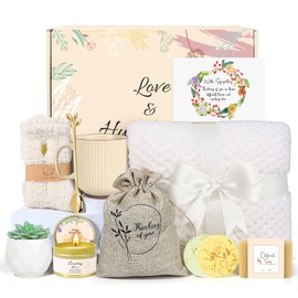 Sympathy Gift Baskets for Women, Care Package for Grieving Friend, Get Well Soon Gift Basket Thinking of You for Women Her Mom Sister Wife Girlfriend Best Friend Grandma Coworker (White)