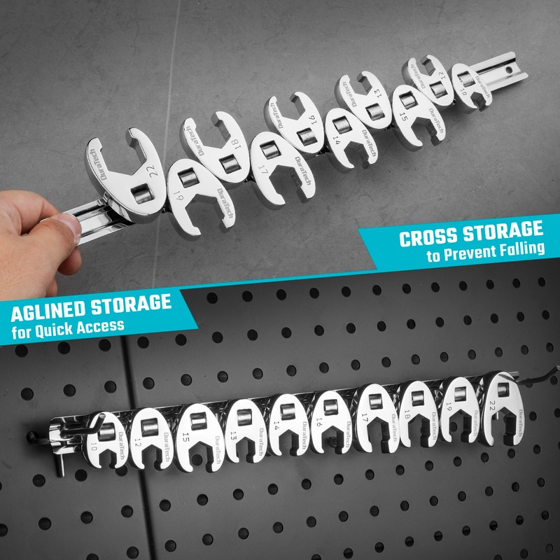 DURATECH 10-Piece 3/8" Drive Crowfoot Wrench Set, Flare Nut Wrench