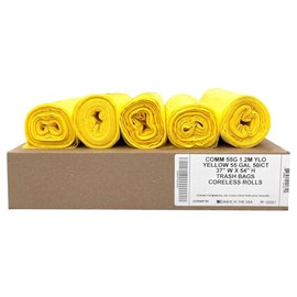 Ultrasac Heavy Duty 55 Gallon Yellow Trash Bags - (Value 50 Pack) - 1.5 MIL equivalent Industrial Strength Plastic 37" x 54" for 50-55 Gal Cans -Fits Toter, Rubbermaid Brute, Carlislie Bronco etc.
