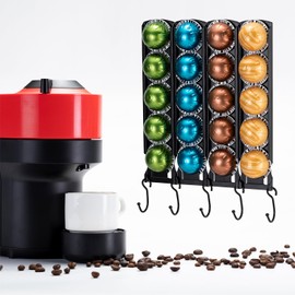 Nespresso Pods Holder for Coffee Pod Holder Organizer Wall Mount Under Cabinet Coffee Maker（20 pods）
