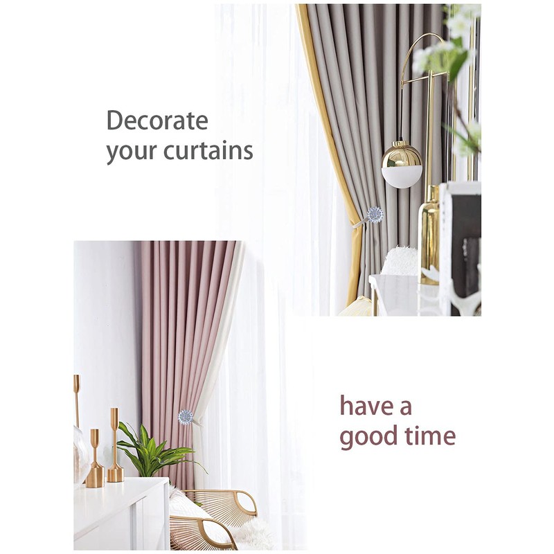 Magnetic Tiebacks for Curtains, 2 Pack Sparkling Crystal Flower Curtain