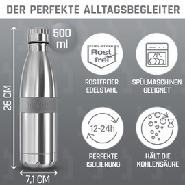 boddels TWEE Drinking Bottle 500 ml / 800 ml – Our Insulated Bottle For Any Occasion, grey, 500 ml