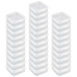 LJY 32 Pieces Square Mini Clear Plastic Storage Containers with Lids for Small Items and Other Craft Projects (6.3 x 6.3 x 2.0 cm, Transparent)