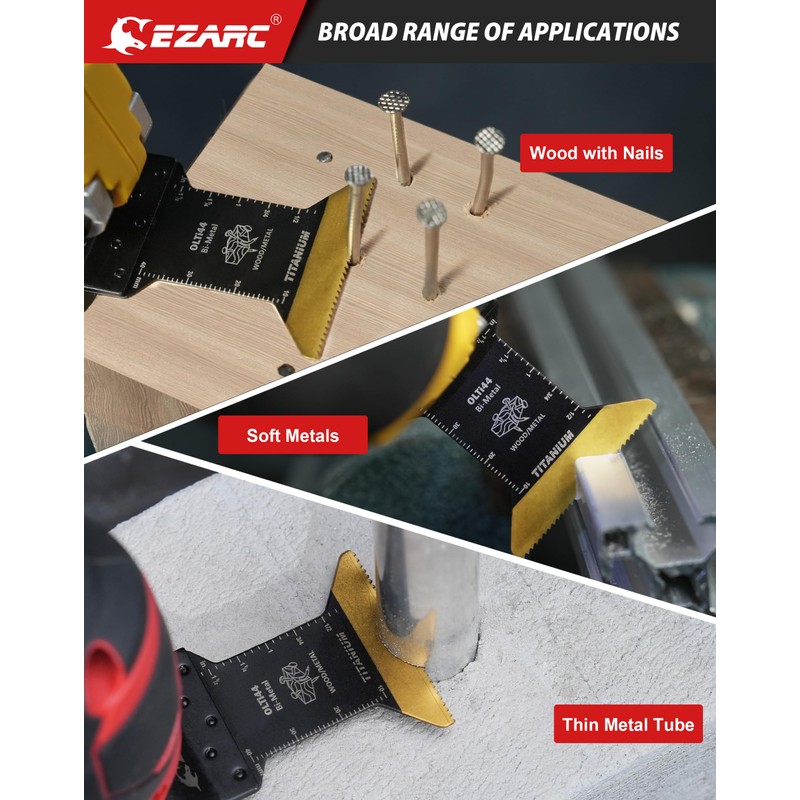 EZARC Titanium Oscillating Saw Blades, Oscillating Multitool Blades for Metal,