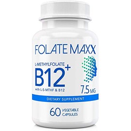 FolateMaxx L-Methylfolate + B12 Methylcobalamin Blend 7.5mg - 60 Capsules - Active Folic Acid & Methylated B12 - 5-MTHF & B12 Supplement for Men & Women - Non GMO, Gluten Free, No Fillers