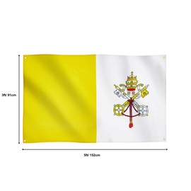 Runesol Vatican City Flag, 91x152cm, 3ft x 5ft, 4 Grommets, Eyelet In Every Corner, Catholicism, The Holy See, La Santa Sede, Pope Flag, Premium Flags, Inside, Outside, Banner, Vivid Colours, Epiphany