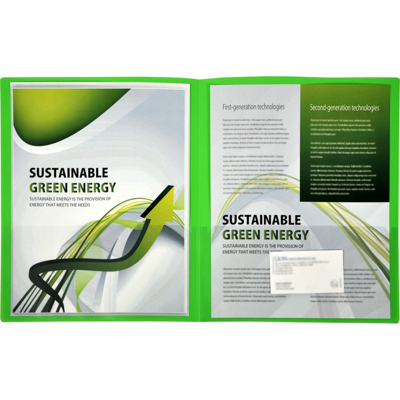 Lion Insta-Cover 2-Pocket Presentation Folder, Green, Pack of 4 (91650-GR-4P)