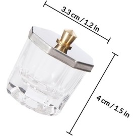3 Piezas Godete para Uñas de Vidrio con Tapa de Acero Inoxidable, Recipiente para Acrílico de Uñas Fácil de Limpiar y Reutilizable para Nail Art Profesional