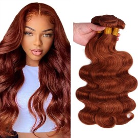 Labamiya Human Hair Bundles 18 20 22 Inch Copper Red Brown 33# Body Wave Bundles Human Hair 12A Unprocessed Soft Sewn In Wave Hair for Black Women with Double Weft