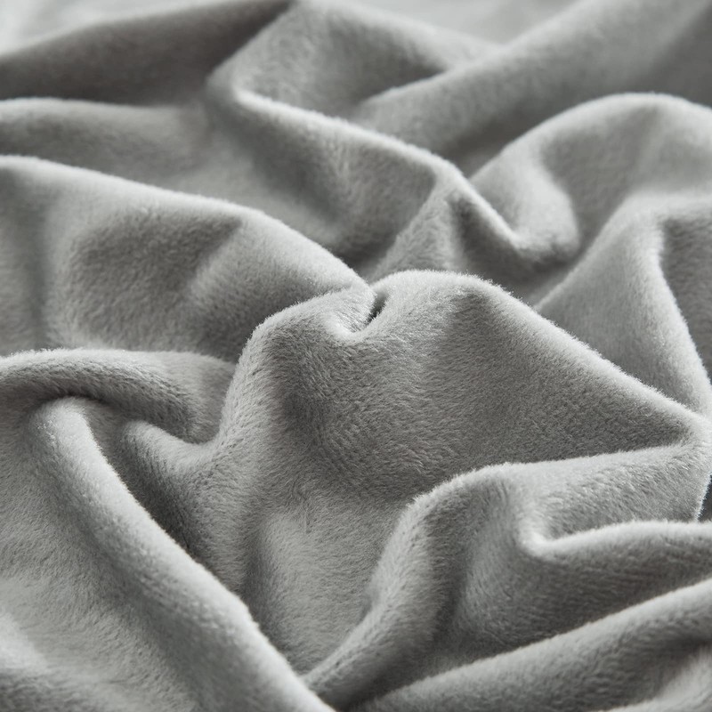 CLOTHKNOW Grey Velvet Twin Comforter Set 3Pcs Gray Fluffy Bedding