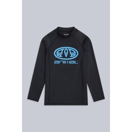 Animal Sonny Kids Rash Vest - Quick Drying Top with UPF 50+, Chlorine & Saltwater Resistant - for Spring, Summer, Beach, & Surf Jet Black Kids Size 5-6 Years