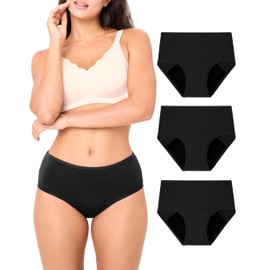 BAMBOO COOL Womens Period Underwear High Waisted Leakproof Postpartum Maternity Panties Soft Breathable,3 Pack