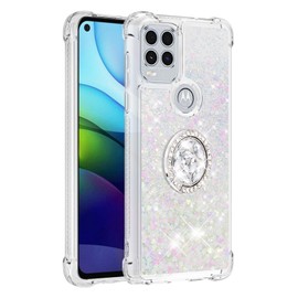 Anreixx Glitter Case for Moto G Stylus (2021) 5G, Sparkly Crystal Quicksand Back Cover With Kickstand, Bling Diamond Ring Soft TPU Bumper Protective Case