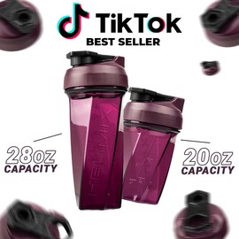 Helimix Monochrome Series Shaker Bottles - No Whisks No Screens No Clumps - Mix your Preworkout and Protein with the most efficient and simple shaker cup on the market - Helimix:_Imperial Purple_20oz