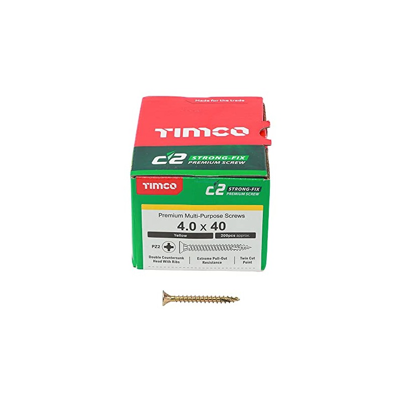TIMCO C2 Strong-Fix Multi-Purpose Premium Countersunk Gold Woodscrews - 4.0