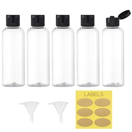 Toureal 100ML Reiseflaschen Set mit Flip Cap (5 Sté»žk) Leere Spender Plastikflasche Set, Abfé»lflaschen f黵 Kosmetik mit Trichter (Klar)