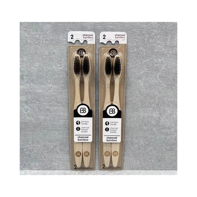 Brush Buddies Charcoal Bamboo Toothbrush Soft infused Bristles ( 2