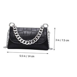 Healeved Women's Bag Stylish Handbag Black Pouch Mini Belt Bag Chain Storage Purse