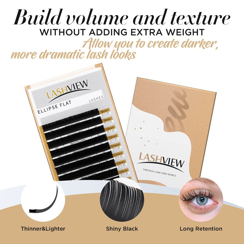 Lashview Eyelash Extensions Individual Lashes 0.20mm D Curl Mix Tray
