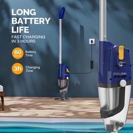 VINGLI Handheld Pool Vacuum,Swimming Pool Cleaner with Rechargeable Cordless Ideal for Above/In Ground Pool,Hot Tub and Spas (Blue&Grey)