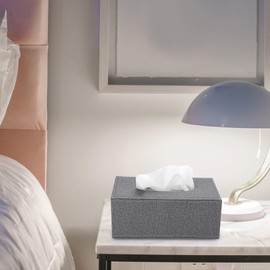 Sumnacon Tissue Box Cover Rectangle Linen Tissue Box, Stylish Tissue Box Holder with Magnetic Bottom,Decorative Tissue Cover for Bathroom Living Room Toilet Table Desk Office Car, Grey