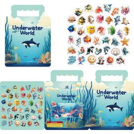 Reusable Sticker Book for Toddlers 2-4 Years Ocean Animal Stickers Activity Book for Boys Girls Kids 3-5 Travel Essential Toys (Ocean)