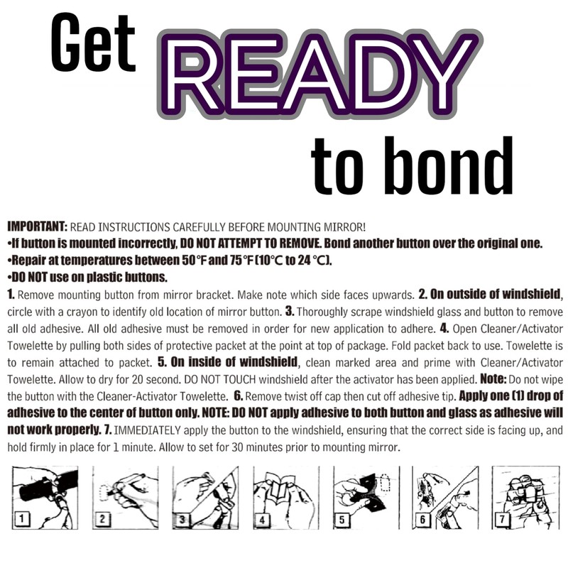Ready Rearview Mirror Excellent Bond Adhesive, Fast Easy Installation, 15min