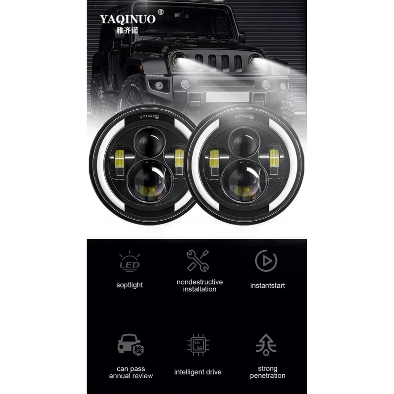US- 2x Fit Volkswagen Beetle 50-79 7'' Round LED Headlights