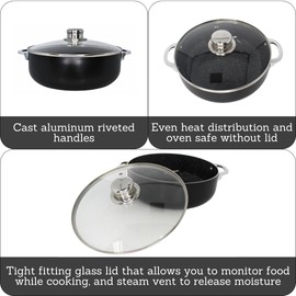 IMUSA 4.4Qt Bistro Ceramic Nonstick Caldero/Dutch Oven with Glass Lid, Black
