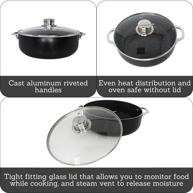 IMUSA 4.4Qt Bistro Ceramic Nonstick Caldero/Dutch Oven with Glass Lid,