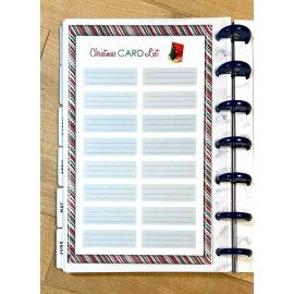 Handmade Christmas Card List  Dashboard Insert 4 use w/ Mini Happy Planner
