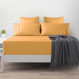 Imperial Rooms Fitted Sheet 40 Cm - Extra Deep Ochre Fitted Bed Sheets Double Brushed Microfiber Breathable Soft Bed Sheet - Shrinkage and Fade Resistant