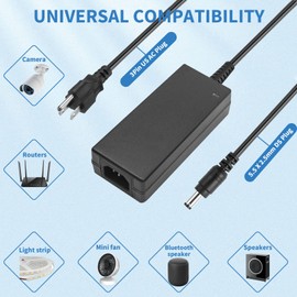 CENTROPOWER 12V 5A Power Supply Adapter, AC 100-240V to DC 12V Transformer, for CCTV Security Surveillance Cameras, Router, LED Strip Light, with Female Plug Connector Terminal, UL-Listed