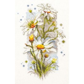 Magic Needle 100-103 ZW White Daisy Counted Cross Stitch Kit Zweigart Edition, Cotton, Multi-Colour, 14 x 23 cm