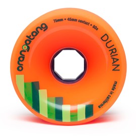 Orangatang Durian 75 mm 80a Freeride Longboard Skateboard Wheels w/Loaded Jehu V2 Bearings (Orange, Set of 4)
