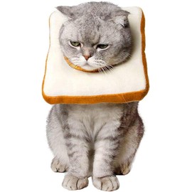 Amakunft Adjustable Cat Recovery Collar - Soft Cone for Post-Surgery Care, Kitten & Adult Cat (Toast, M)