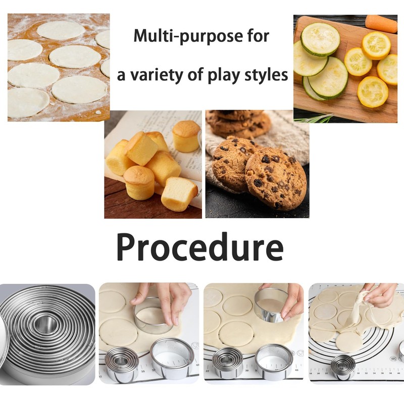 11 Pcs Premium Stainless Steel Round Cookie Cutters Set,Multi-Sized Circle