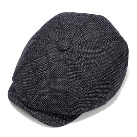 Superora Men's Flat Cap Herringbone Tweed Newsboy Cap Herringbone, blue / grey