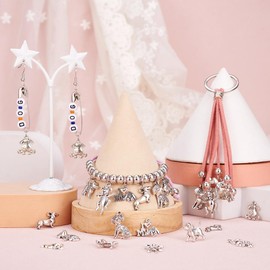 24pcs Antique Silver Dog Pendants Mixed Shapes Doggy Animal Pet Collar Charms Tibetan DIY Accessories for Bracelets Necklace Earring Jewelry Gifts for Animal Lovers 13x10x7mm