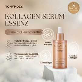 TONYMOLY Triple Collagen Total Tension Essence - Collagen Serum Essence - Brightening, Hydrating Korean Moisturizer, Korean Skincare Serum, Koreanische Kosmetik - Firming, Plumping Essence, 50ml