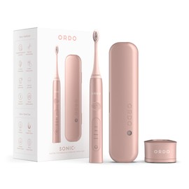 ORDO Sonic+ Electric Toothbrush with Case, Sonic Toothbrushes for Adults, Charging Travel Case, 4 Brushing Modes, Fast Rechargeable Battery, Silicone Polishing, USB Charger, Rose Gold