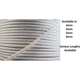 celloexpress Cotton Piping Cord - Natural - Netted, Pre-Shrunk - For Upholstery, Soft furnishings, Dressmaking (6mm White, 10m - 1000cm)