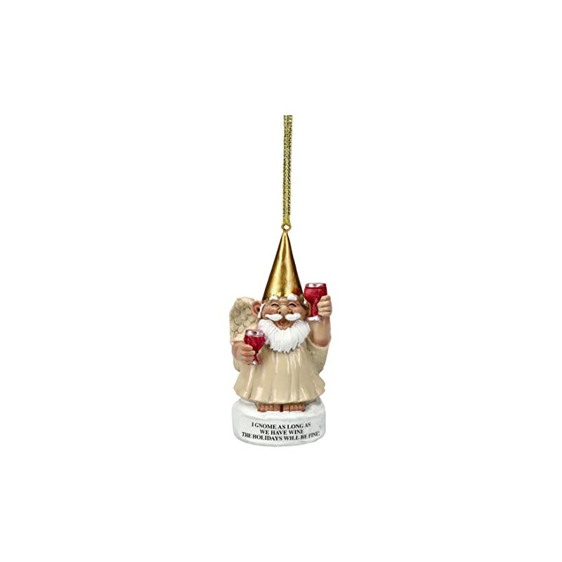 Pacific Giftware Garden Gnome Angel with Wine for Hanging, Christmas