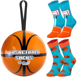 Rainbow Socks Basketball Socks in a Ball - Basketball Socks - Women Men A Novelty Gift Socks for Basketball Players Trainers and Basketball Fans - 2 Pairs, Basketball Socks Ball 41-46