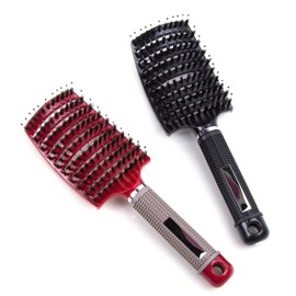 RUISCHENTONG Pack of 2 hair brushes, boar bristle hair brush, can distribute hair oil, smooths frizz, breathable and accelerates drying
