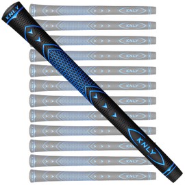 KNLY Golf Grips 13 Pack - High Traction, High Feedback Rubber Golf Club Grips, Anti-Slip, All Weather Performance (Standard, Black/Blue)