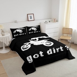 Feelyou Dirt Bike Bedding Set Boys Extreme Sports Comforter Set for Kids Boys Motocross Rider Comforter Cool Sports Quilt Set 1 Comforter Set with 1 Pillowcase Twin Size