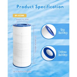 DAYEAR Swimming Pool Filter Cartridge 100 Sq. Ft. (1 Pack) Filter Replacement for CC100 PLF100A CRP100 PAP100 PAP100-4 C-9410 R173215 FC-0686 59054200 160316