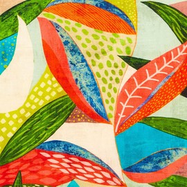 Kt KILOtela - Digital Printed Canvas Fabric, Half Panama Cotton, Decoration, Upholstery, Cushions, Curtains, Bedspreads, Tablecloths, 100 cm Length x 280 cm Wide, Calypso, Botanical, Red, Orange – 1 m